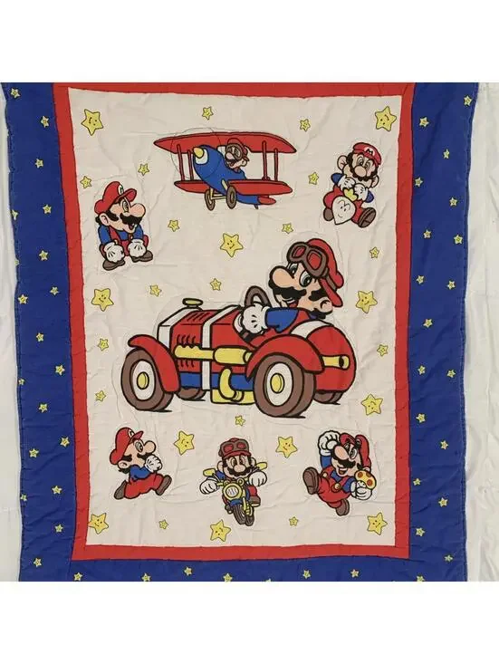 Vintage Super Mario Nintendo Baby Blanket Quilt Comforter 32”x41” crib size - Picture 3 of 9